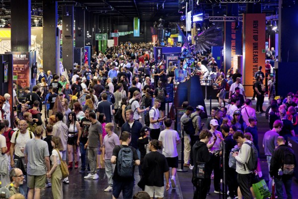 Crowds of visitors at Gamescom, the world's largest trade fair for computer games and consumer