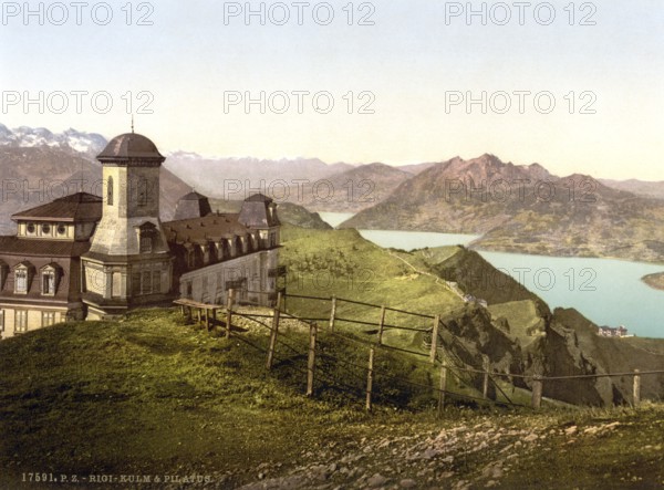 Kulm and Pilatus, Rigi, Switzerland, Historic, digitally restored reproduction from a 19th century