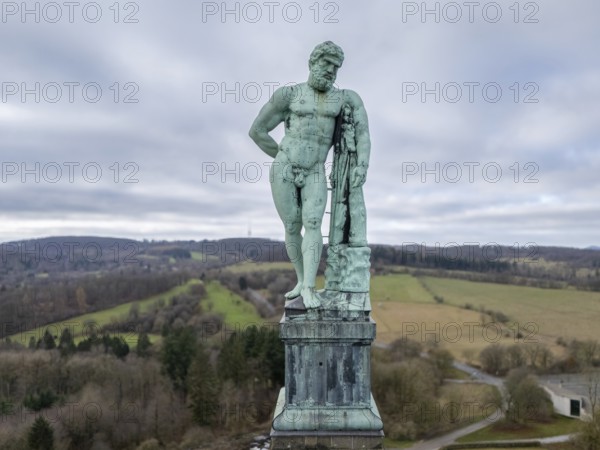 Copper statue of Hercules in Bergpark Wilhelmshöhe, Bad Wilhelmshöhe, Kassel, Hesse, Germany