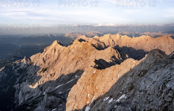 Impressive rocky mountain landscape, steep mountain ridge, Jubiläumsgrat with Alpspitze, mountain