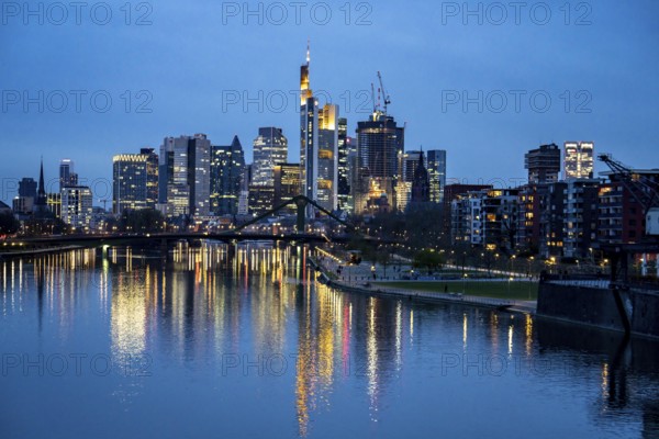 Skyline of Frankfurt am Main, skyscrapers, business and banking district in the city centre, Hesse,