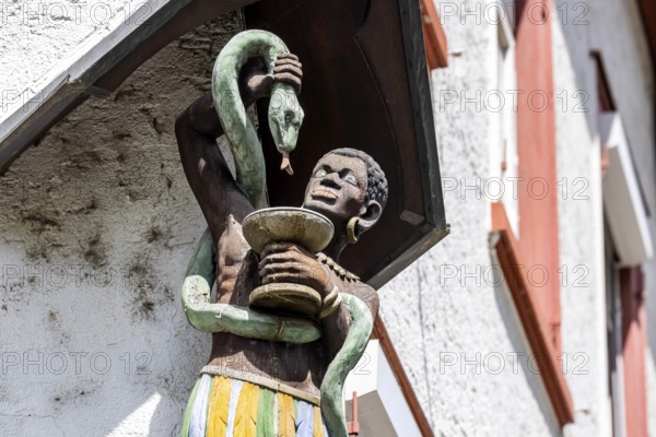 Moor in the Mohrenstraße. Figure on a building façade in Schwäbisch Hall. The term Mohr for a