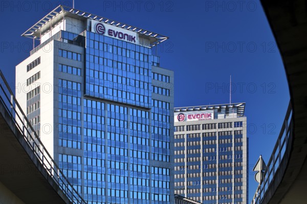 Corporate headquarters of Evonik Industries AG directly on the A40 motorway, chemical industry,