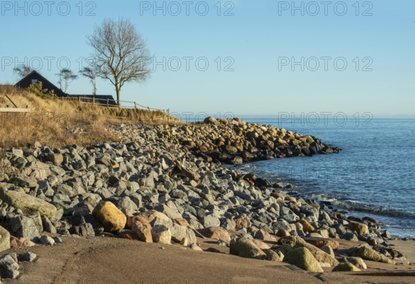 Many stones as erosion protection against the Baltic Sea in Löderup, Ystad Municipality, Skåne