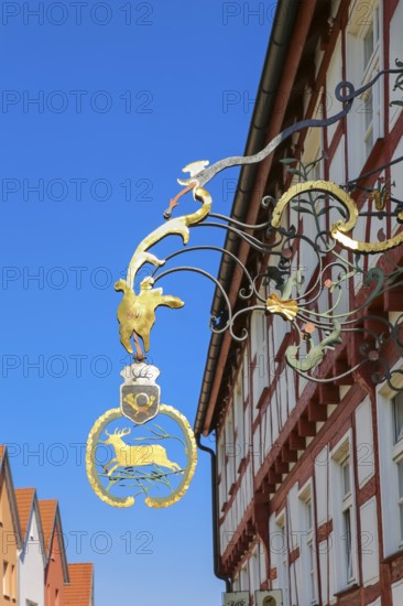 Inn sign, Alte Post restaurant, restaurant, building, window, half-timbered, historic building,