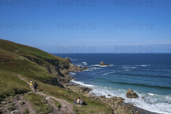 Plogoff, Brittany, France - Hiking trail to the Pointe du Raz, the Grande Randonnée 34 coastal