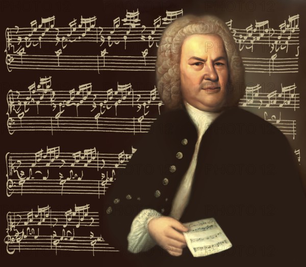 Johann Sebastian Bach, 1685, 1750, German composer, digital edited according to a painting by Elias