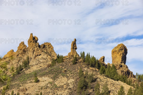 Rural del Nublo nature park Park, Roque Nublo, basalt rock El Fraile, Gran Canaria, Canary Islands,