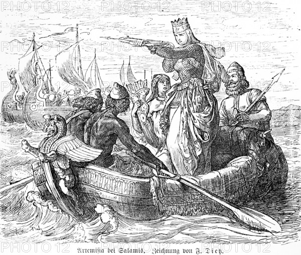 Queen Artemisia in the naval battle of Salamis, ancient Greece, heroine, Persians, Greeks,