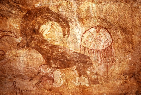 Famous prehistoric rock carvings of Tassili N'Ajjer, Algeria, North Africa 1973 Tassili N'Ajjer