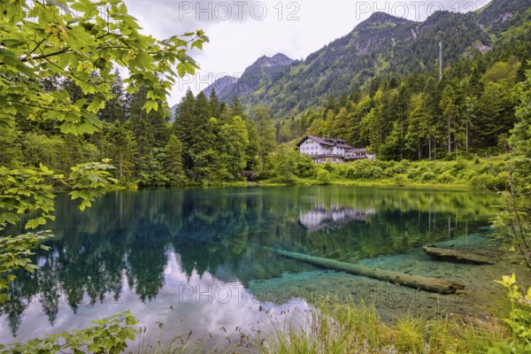 Christlessee, a mountain lake in the Trettachtal valley, near Oberstdorf, Oberallgäu, Allgäu,