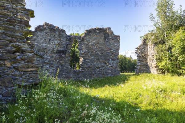 Remains of the walls of the old pilgrimage church of St Oswald, Dudelskirche Waschleithe,