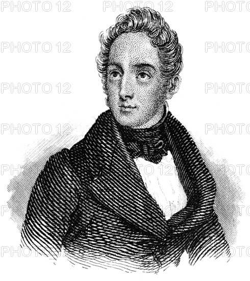 Alphonse Marie Louis Prat de Lamartine, 1790 - 1869, a French poet, writer and politician, Portrait