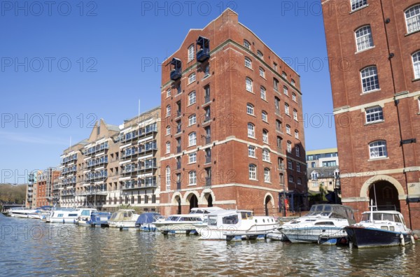 Waterfront apartment buildings, Redcliff Quay, Floating Harbour, River Avon, Bristol, England, UK