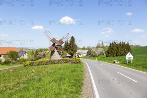 Turmholländer windmill in Reichstädt, small and highest windmill in Saxony, Dippoldiswalde, Saxony,