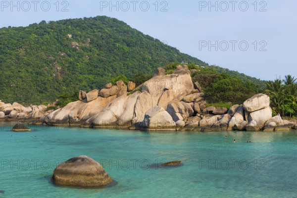 Bathing bay with turquoise water and granite rocks on the holiday island Nang Yuan Island, island,