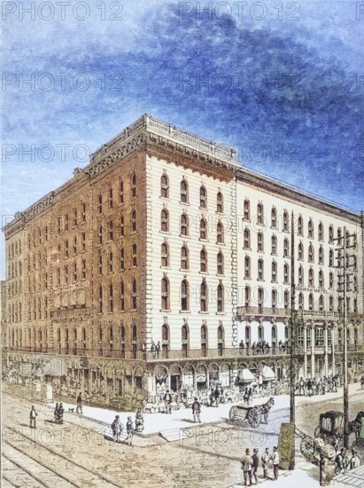 The Sherman Hotel, Chicago, Illinois in the 1870s. From American Pictures Drawn With Pen And Pencil