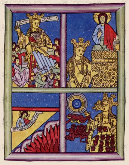 Illuminated manuscript page of Liber Scivias, by Hildegard of Bingen, Sibyl of the Rhine, 1098 –