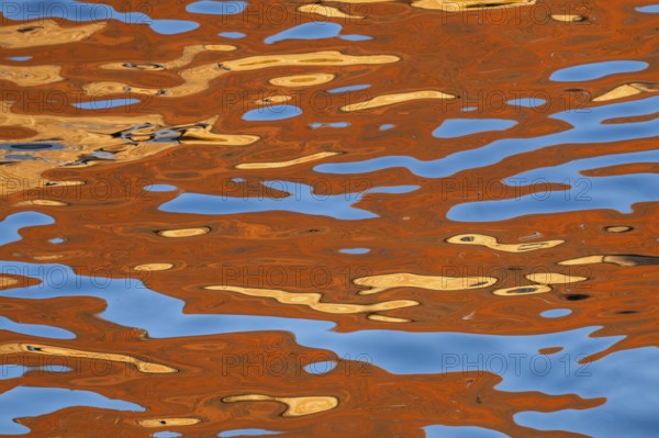 Colourful reflection on the water surface with abstract pattern, Frederiksholms Canal, Copenhagen,