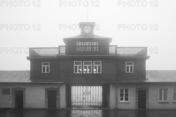 Tor tor to the camp with fog in the beech forest concentration camp, today a concentration camp