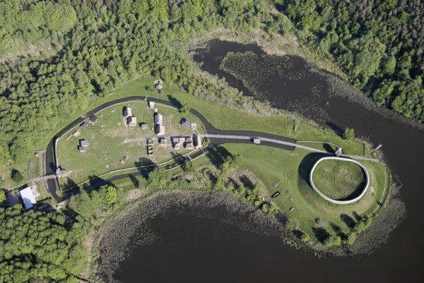 Archaeological open-air museum Groß Raden, aerial photograph, Slavic castle complex, settlement,