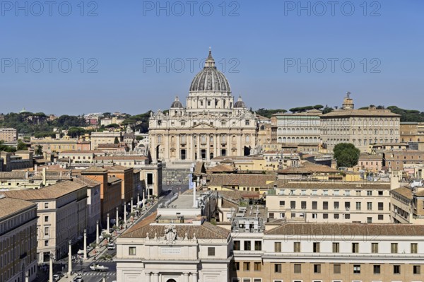 View from Castel Sant'Angelo to the Cathedral, St Peter's, St Peter's Basilica, Vatican Square,