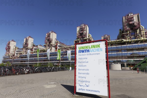 University Hospital RWTH Aachen, Welcome board in several languages, University Hospital, Aachen,