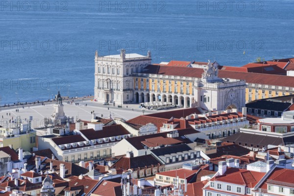 View over Commerce Plaza or Praca do Comercio, Lisbon, Portugal