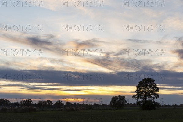 Sunset near Daubitz, Niederspreer pond area, Rietschen, Saxony, Germany