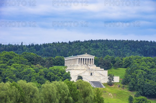 View of the Walhalla Hall of Fame from the south-west, in Donaustauf on the Danube near Regensburg,