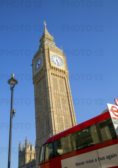 Clock tower, Big Ben, Elizabeth Tower, Houses of Parliament, Westminster, London, England, UK red