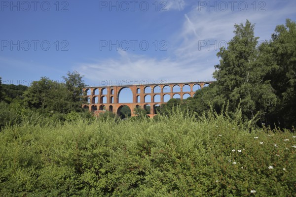 Historic Göltzschtal Bridge with bricks, bricks, viaduct, railway bridge, arch bridge, Mylau,
