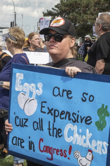 Warren, Michigan USA - 29 April 2025 - Thousands of protesters showed up to 'unwelcome' President