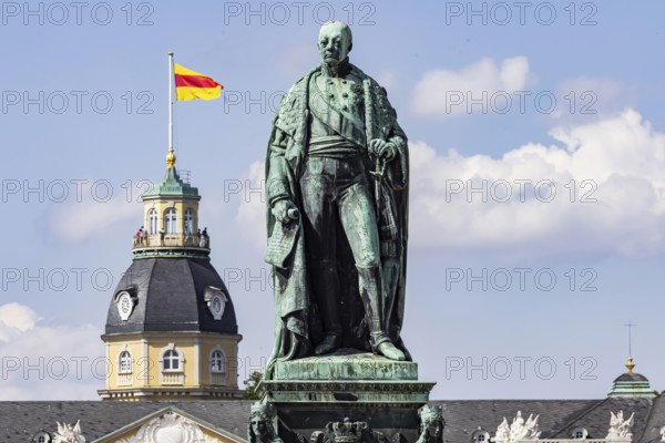 Grand Duke Karl Friedrich Monument. Karlsruhe Palace, former residence of the Margraves and Grand