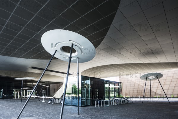 Modern architecture, University of Luxembourg, on the site of a former steelworks, Belval,