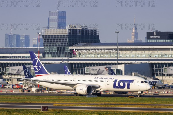 LOT Polish Airlines Boeing 787-9 Dreamliner aircraft with registration SP-LSD at the airport in