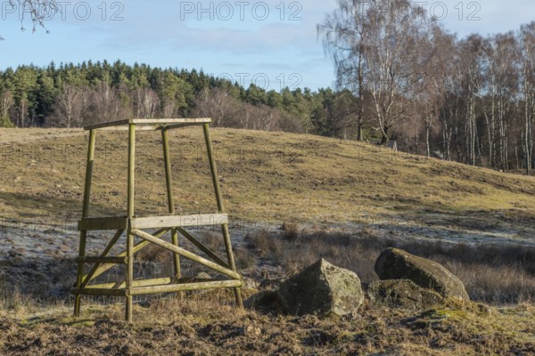 Lookout tower in Snogeholm nature reserve and hiking area in Sjöbo municipality, Skåne County,