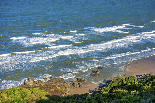 Paradise beach seen from above on the southern coast of Bahia in the city of Serra Grande Serra