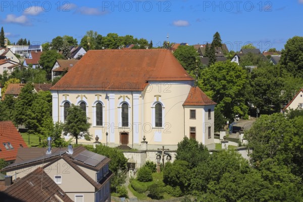 View of Haigerloch, St Anna's Catholic Church, Roman Catholic pilgrimage church, rococo hall