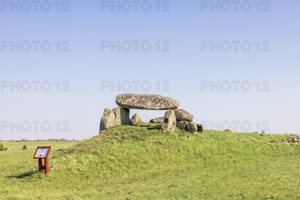 Luttra Passage grave on a hill from the Neolithic Age a famous landmark on the swedish countryside,