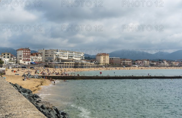 Summer in the Grande Plage in Saint Jean de Luz, holidays in the south of France, French Basque