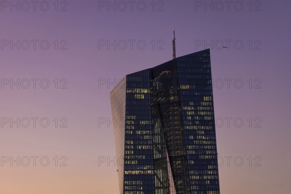 The lights in the offices of the European Central Bank (ECB) in Frankfurt am Main shine in the