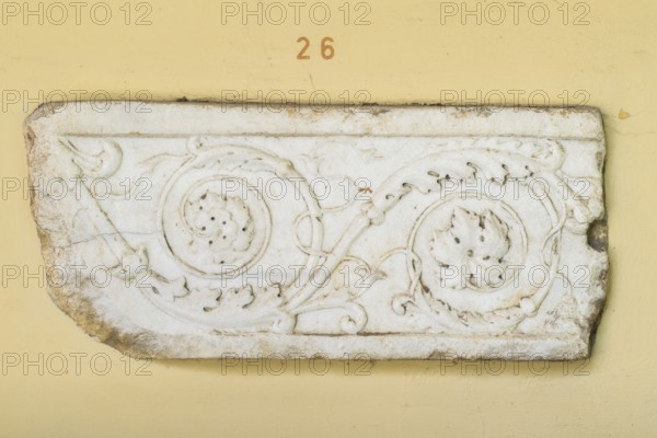 Fragment of a frieze slab with continuous scrollwork, white marble, Municipal Lapidarium, City of