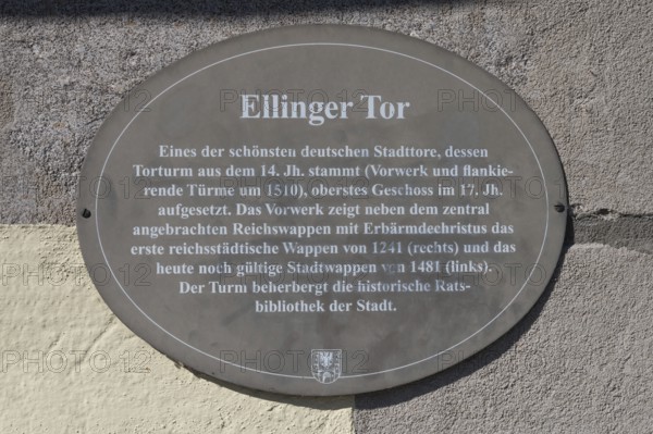 Information board at the Ellinger Tor, Weißenburg, Middle Franconia, Bavaria, Germany