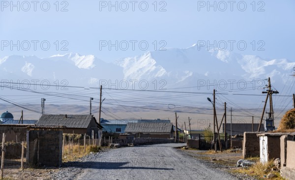 Sary Mogul village, snow-capped mountains, Pamir Mountains, high mountains, Transalai Range, Alay
