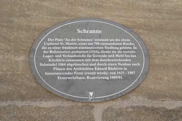 Information sign at the former Schranne, Bismarckanlage 20, Weißenburg, Middle Franconia, Bavaria,