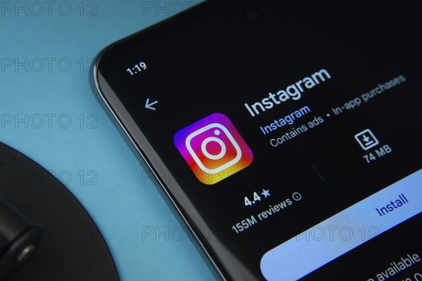 Dhaka, Bangladesh- 17 March 2025: The instagram app from Google Playstore is displayed on a