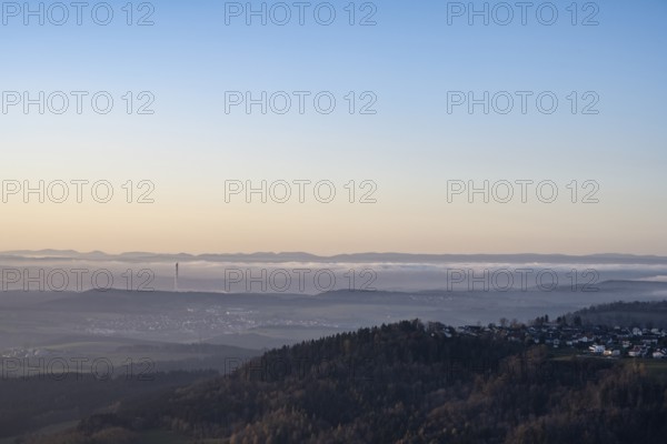 View from the 980 metre high Klippeneck on the western edge of the Swabian Alb towards Rottweil