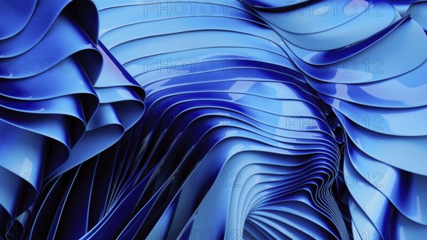Abstract image featuring dynamic blue waves in a fluid, rhythmic pattern. This digital artwork