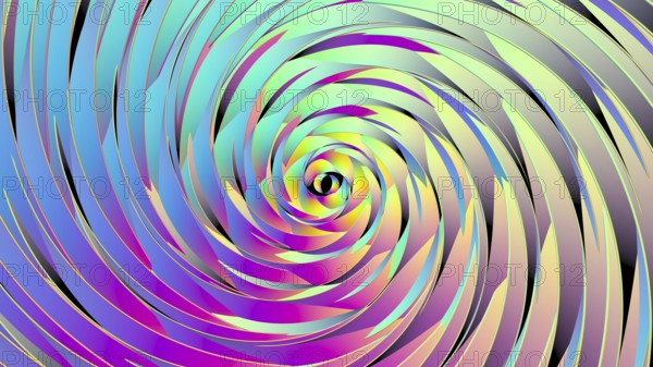 A mesmerizing illustration of intricate sacred geometry rotating in vibrant hues. This captivating